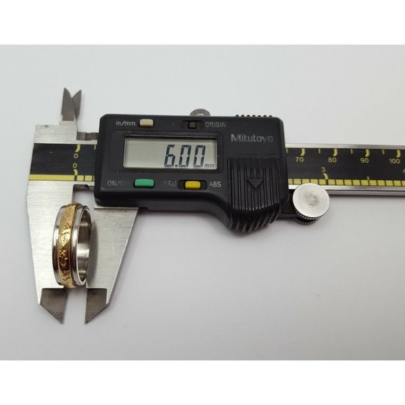 Elegant Solid Platinum & 18K Yellow Gold Designer Wedding Band Ring - Size 8.25 - Picture 9 of 11